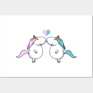 Unicorn couple love Posters and Art